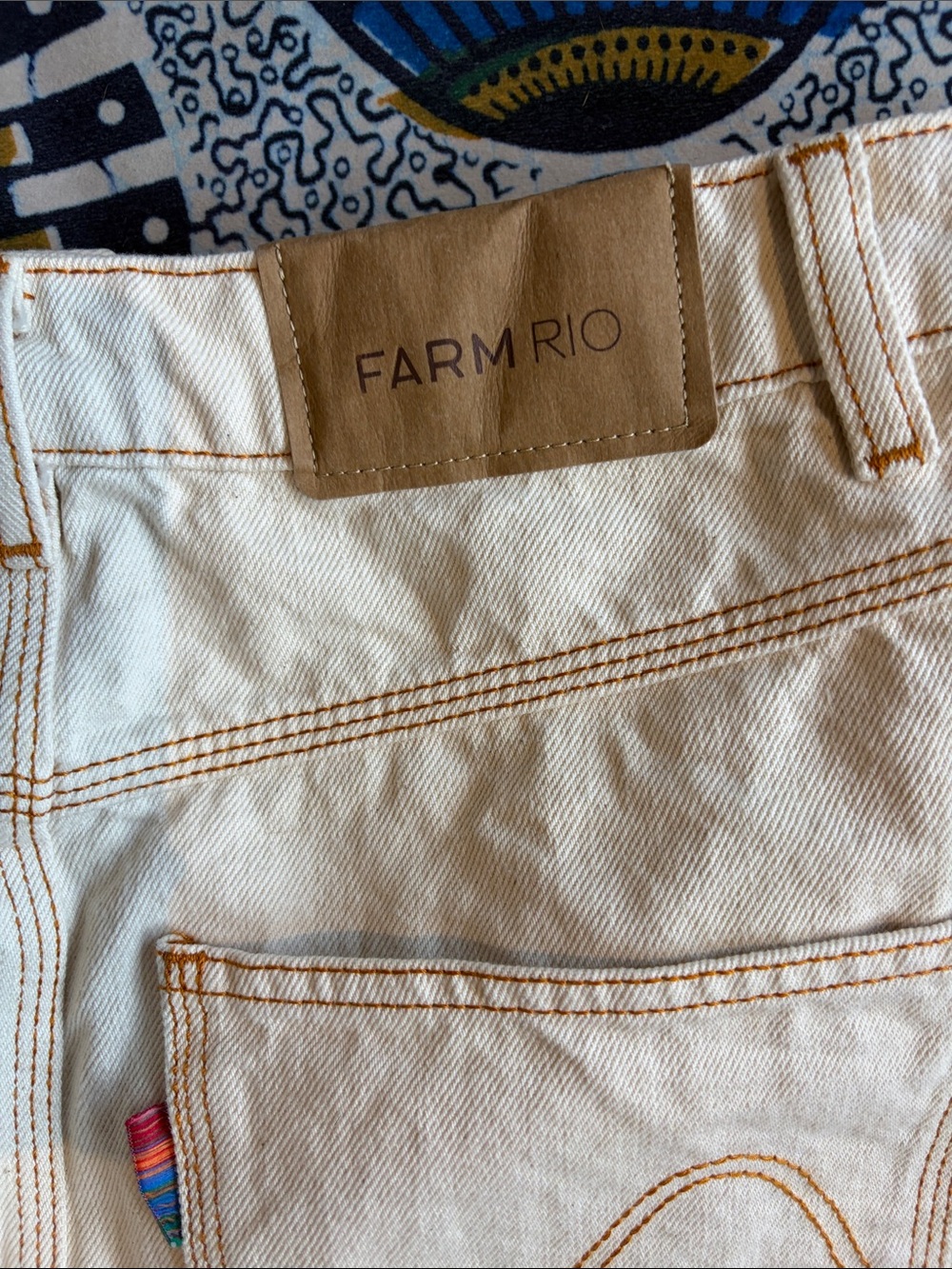 FARM Rio Cream Button-Front Mini Skirt with Contrast Stitching - Picture 7 of 11